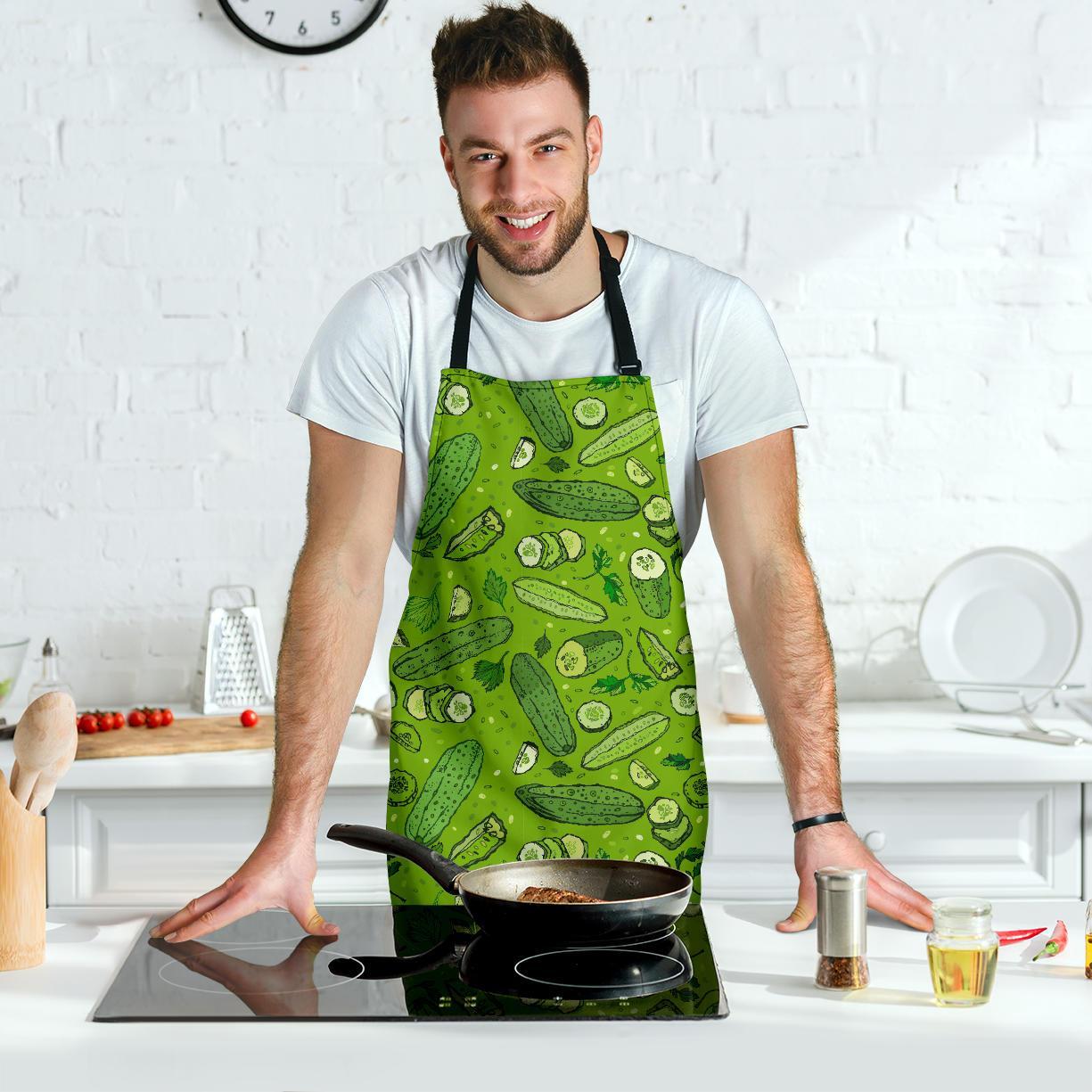 Pickle Cucumber Print Pattern Men's Apron-grizzshop