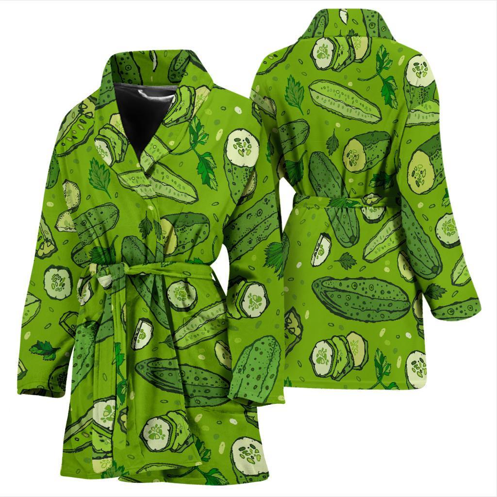 Pickle Cucumber Print Pattern Women Long Robe-grizzshop