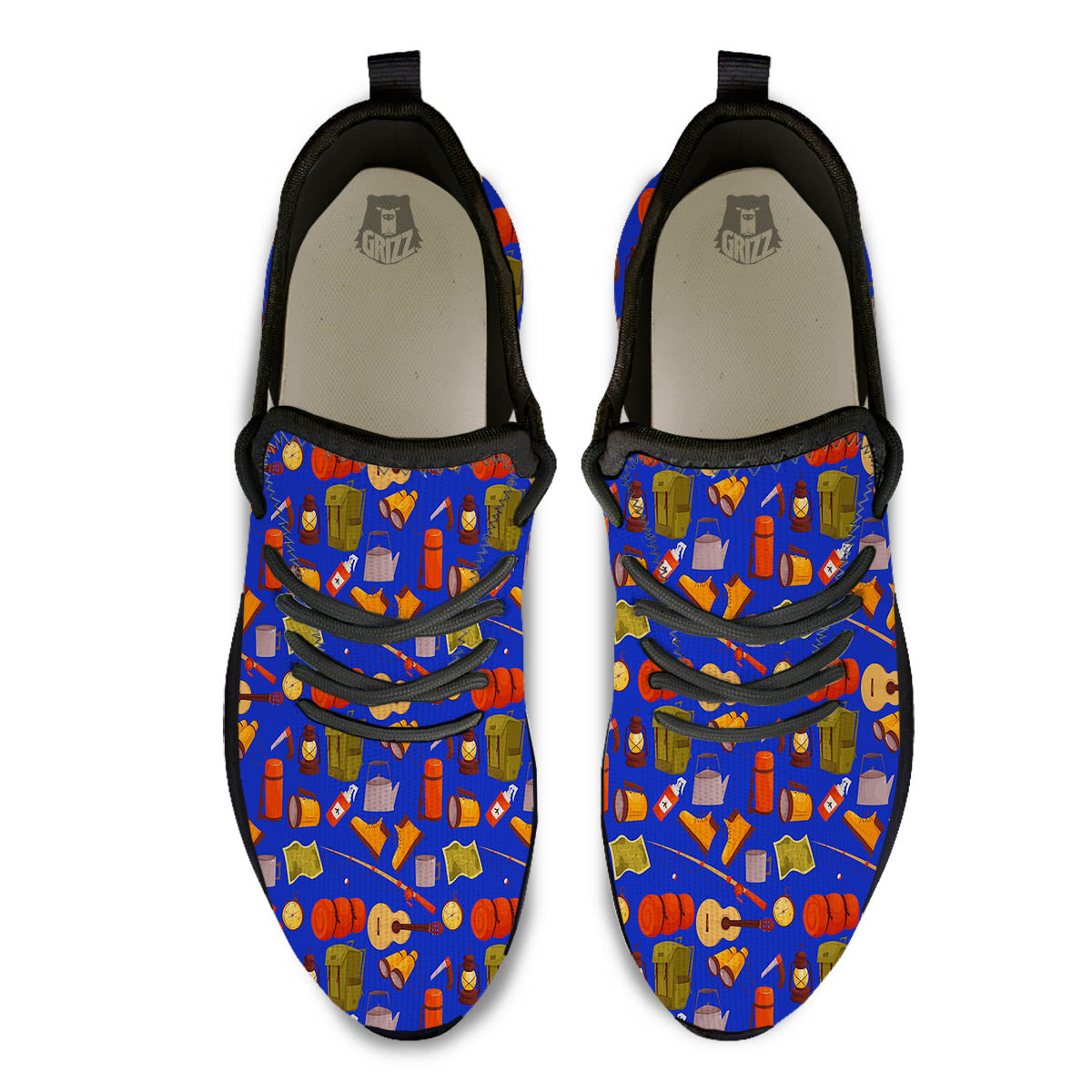 Picnic Camping Print Pattern Black Athletic Shoes-grizzshop