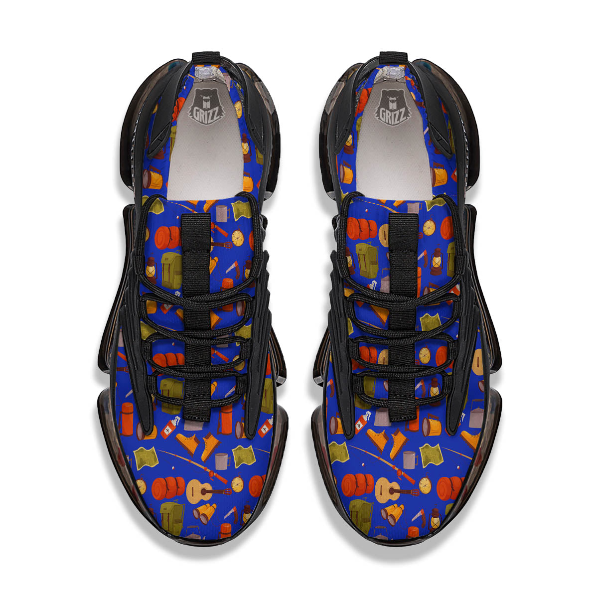 Picnic Camping Print Pattern Black Gym Shoes-grizzshop