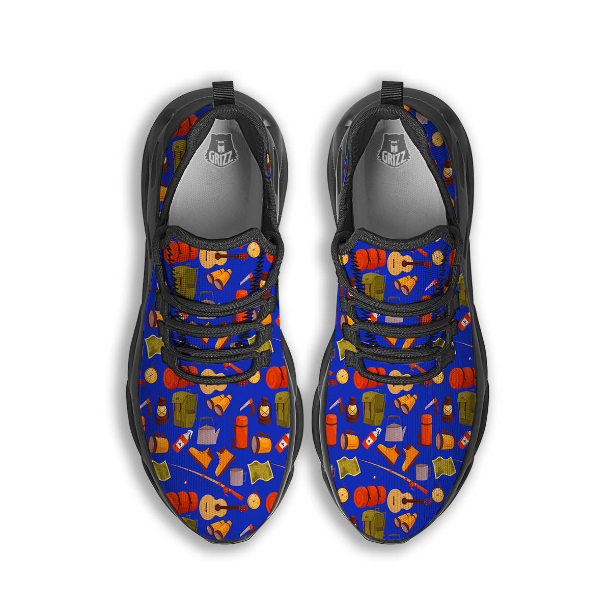Picnic Camping Print Pattern Black Running Shoes-grizzshop