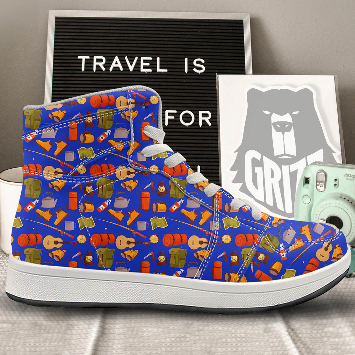 Picnic Camping Print Pattern High Top Sneakers-grizzshop