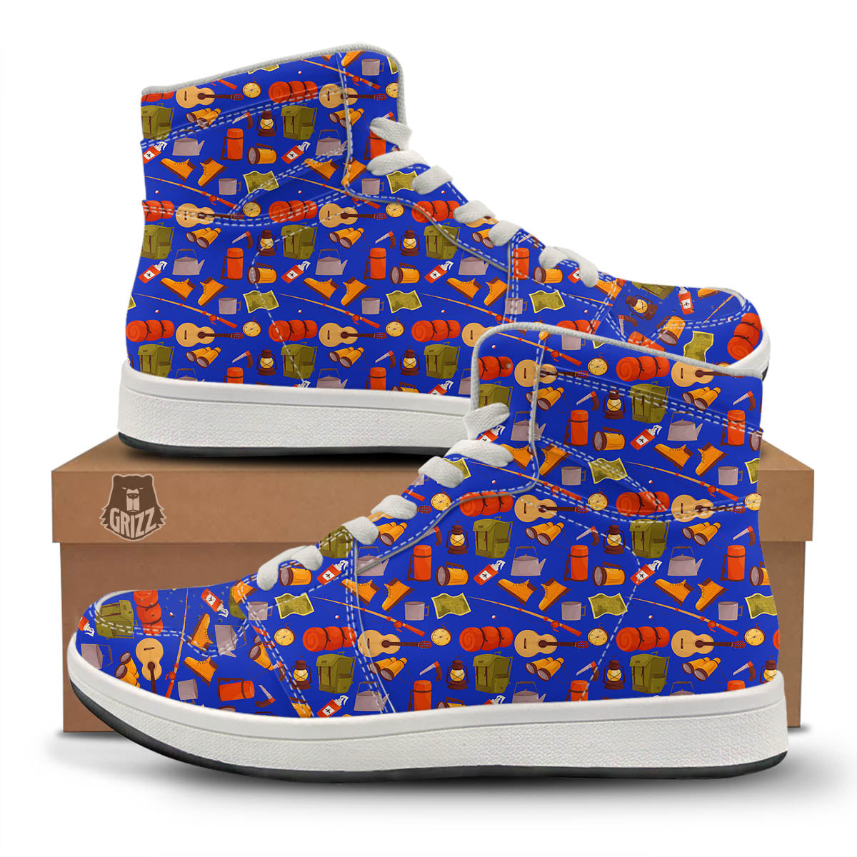 Picnic Camping Print Pattern High Top Sneakers-grizzshop