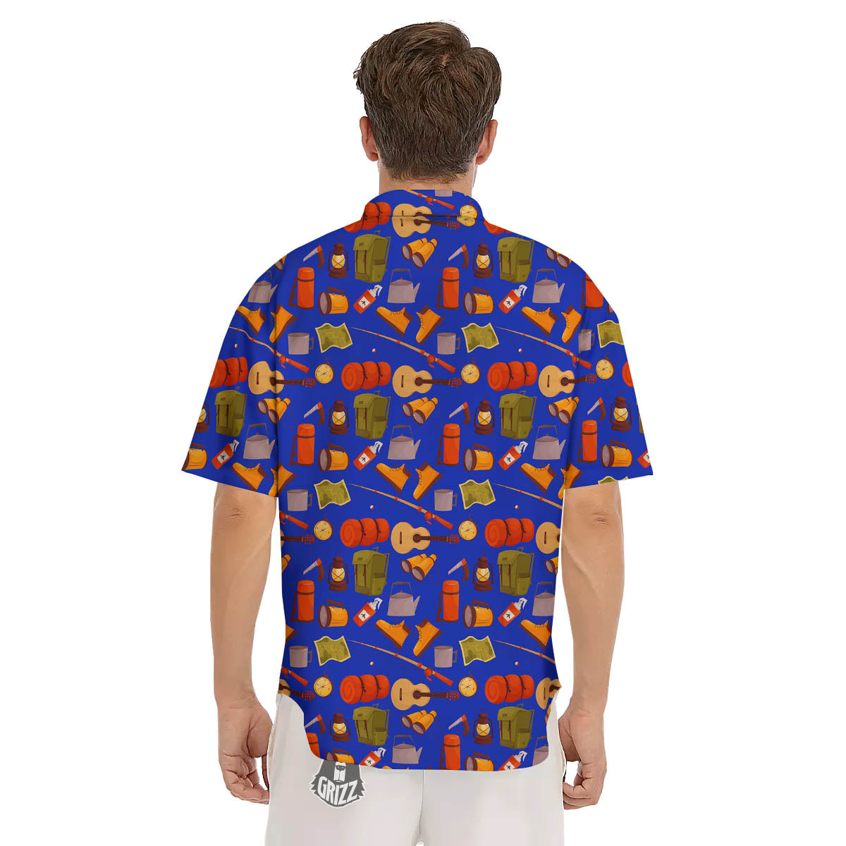 Picnic Camping Print Pattern Men's Short Sleeve Shirts-grizzshop