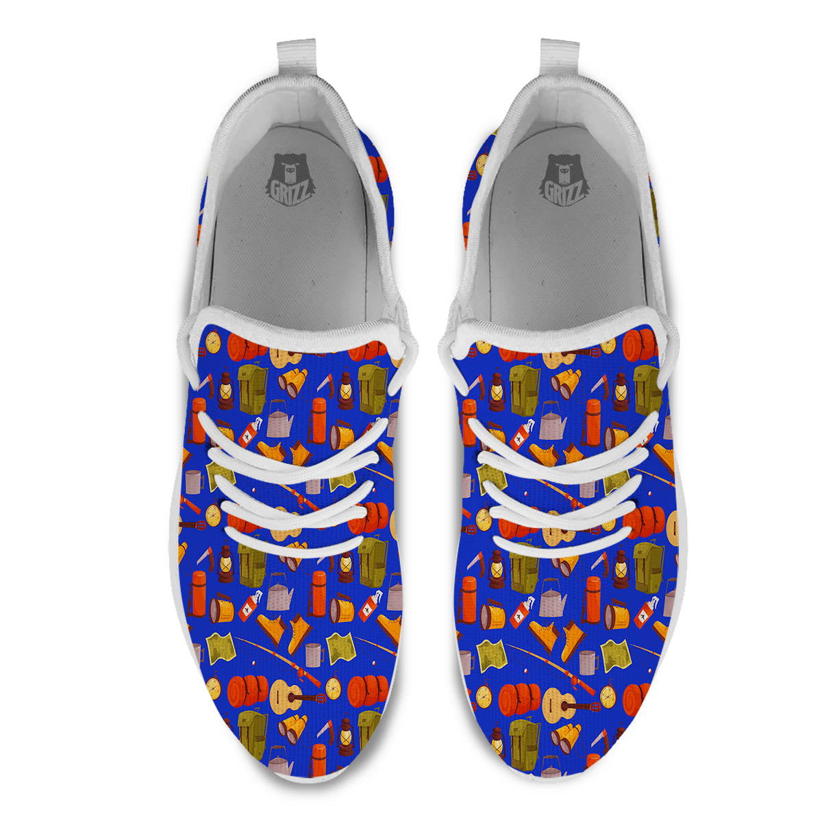 Picnic Camping Print Pattern White Athletic Shoes-grizzshop