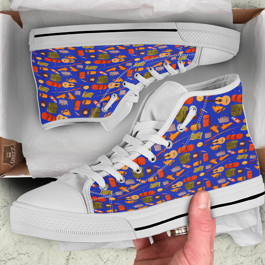 Picnic Camping Print Pattern White High Top Shoes-grizzshop