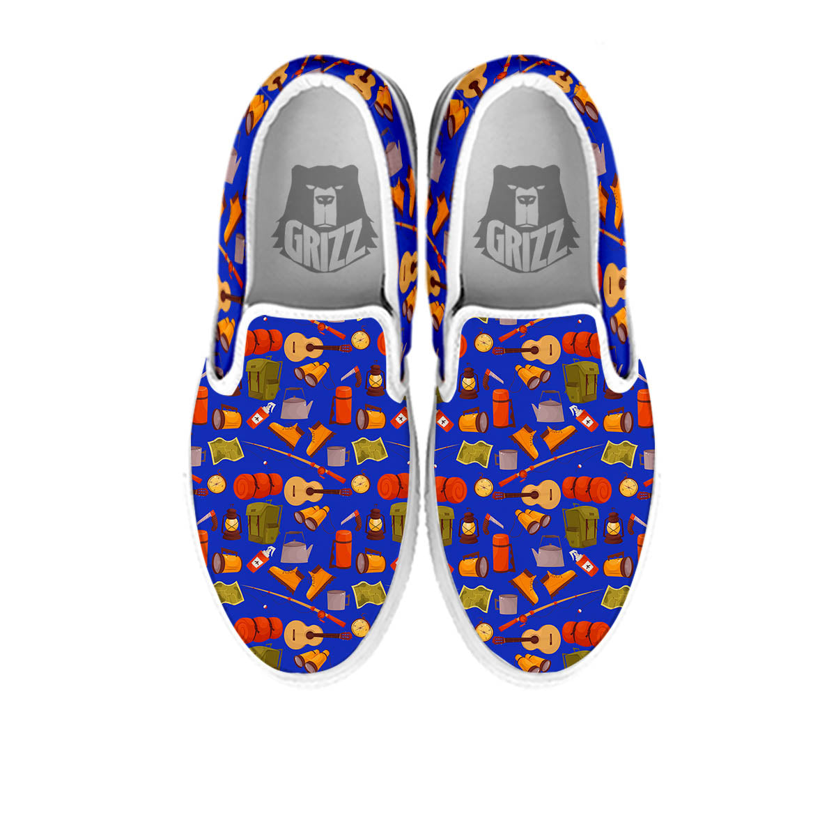 Picnic Camping Print Pattern White Slip On Shoes-grizzshop