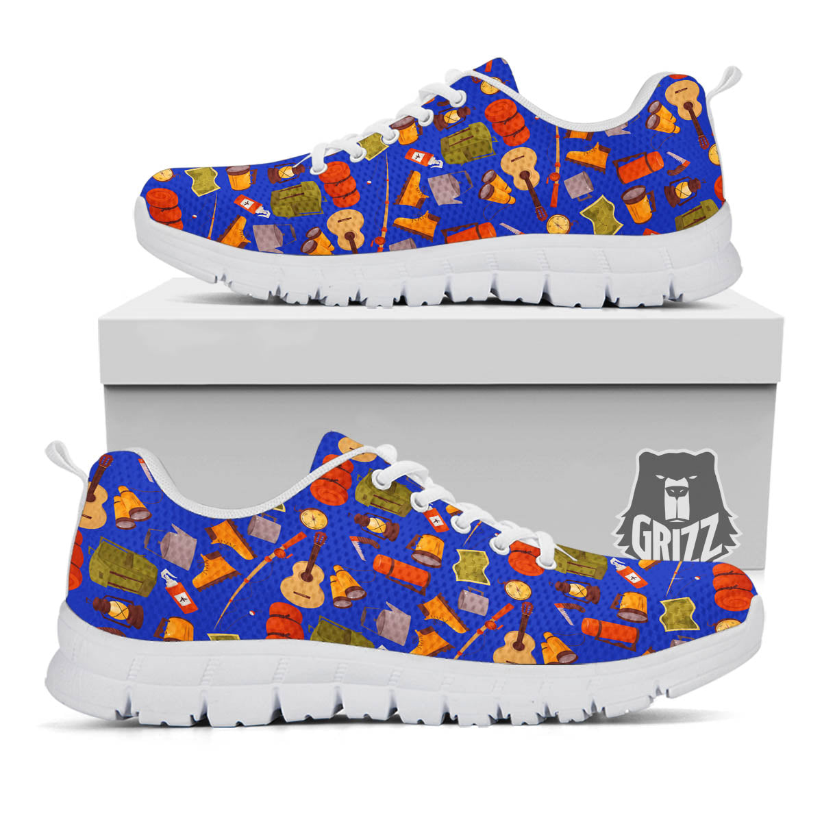 Picnic Camping Print Pattern White Sneaker-grizzshop