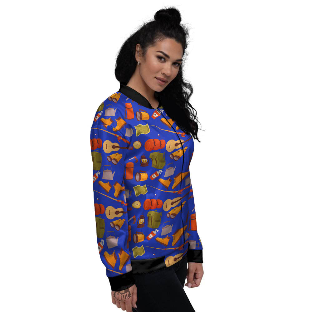 Picnic Camping Print Pattern Women's Bomber Jacket-grizzshop