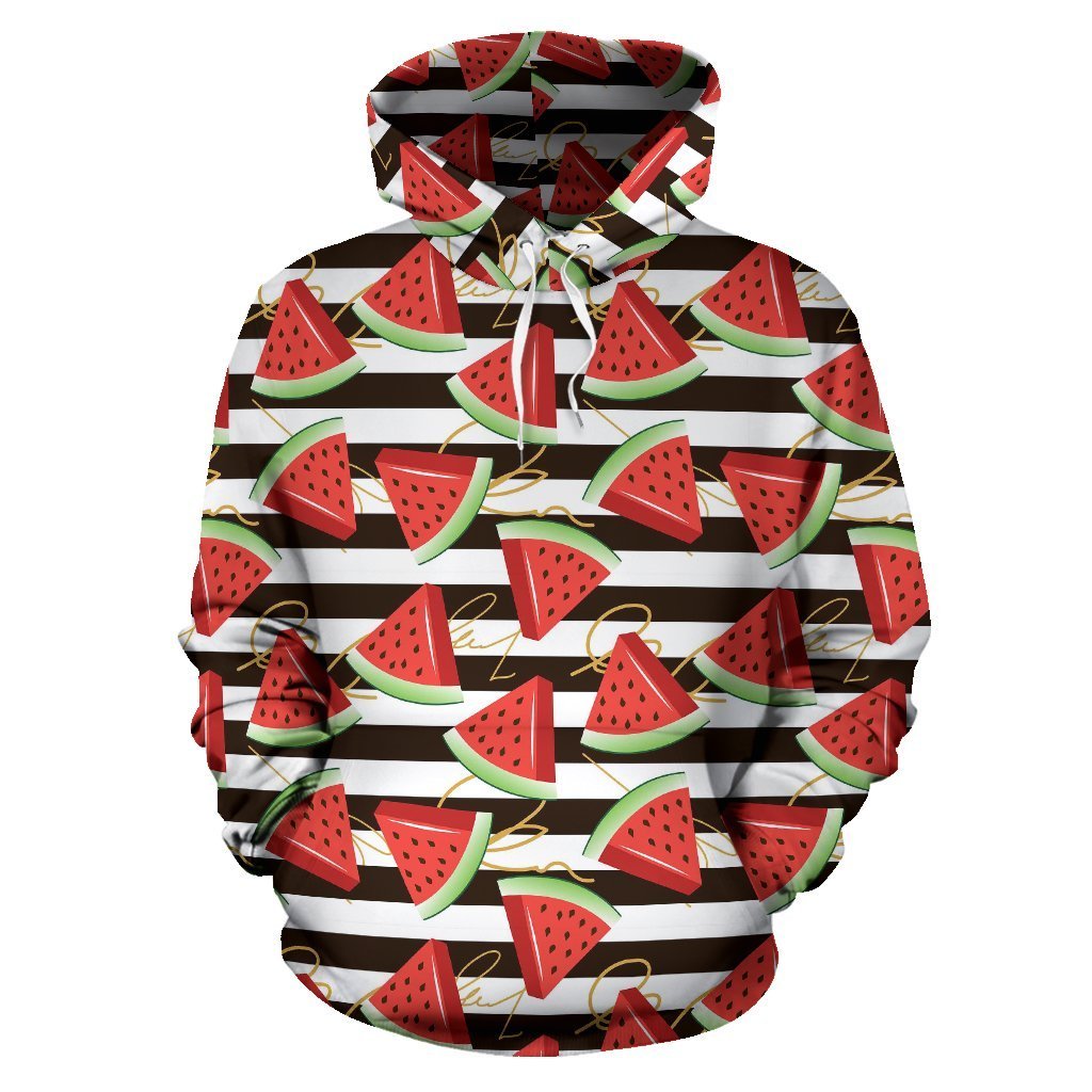 Piece Watermelon Stripe Black Pattern Print Women Men Pullover Hoodie-grizzshop