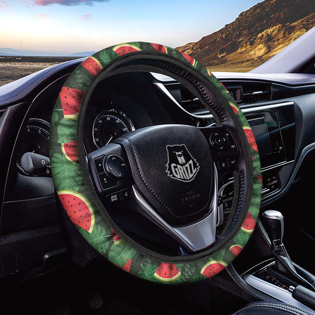 Pieces Leaf Watermelon Print Pattern Car Steering Wheel Cover-grizzshop