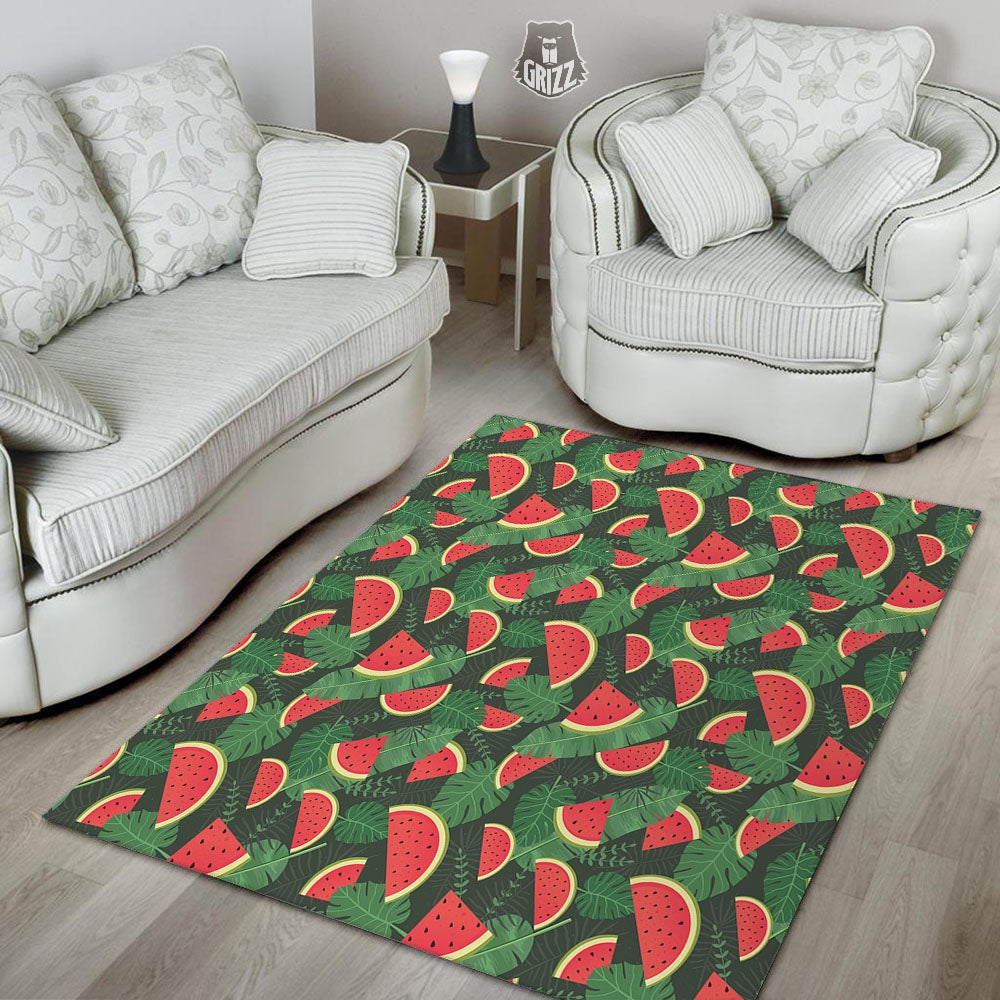Pieces Leaf Watermelon Print Pattern Floor Mat-grizzshop