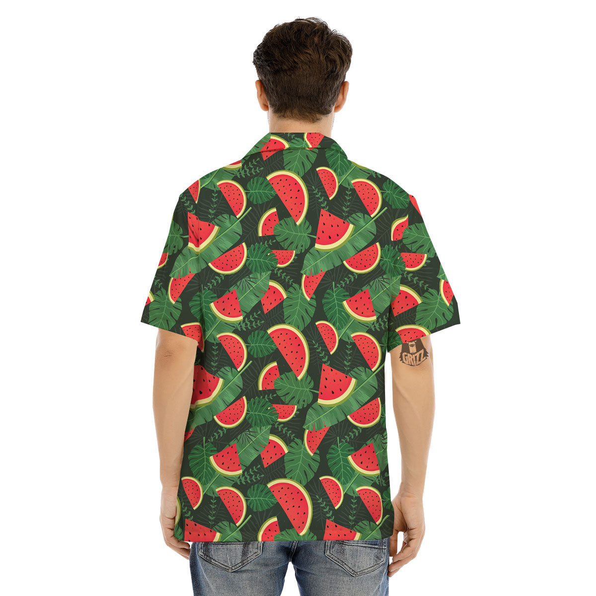 Pieces Leaf Watermelon Print Pattern Men's Hawaiian Shirt-grizzshop