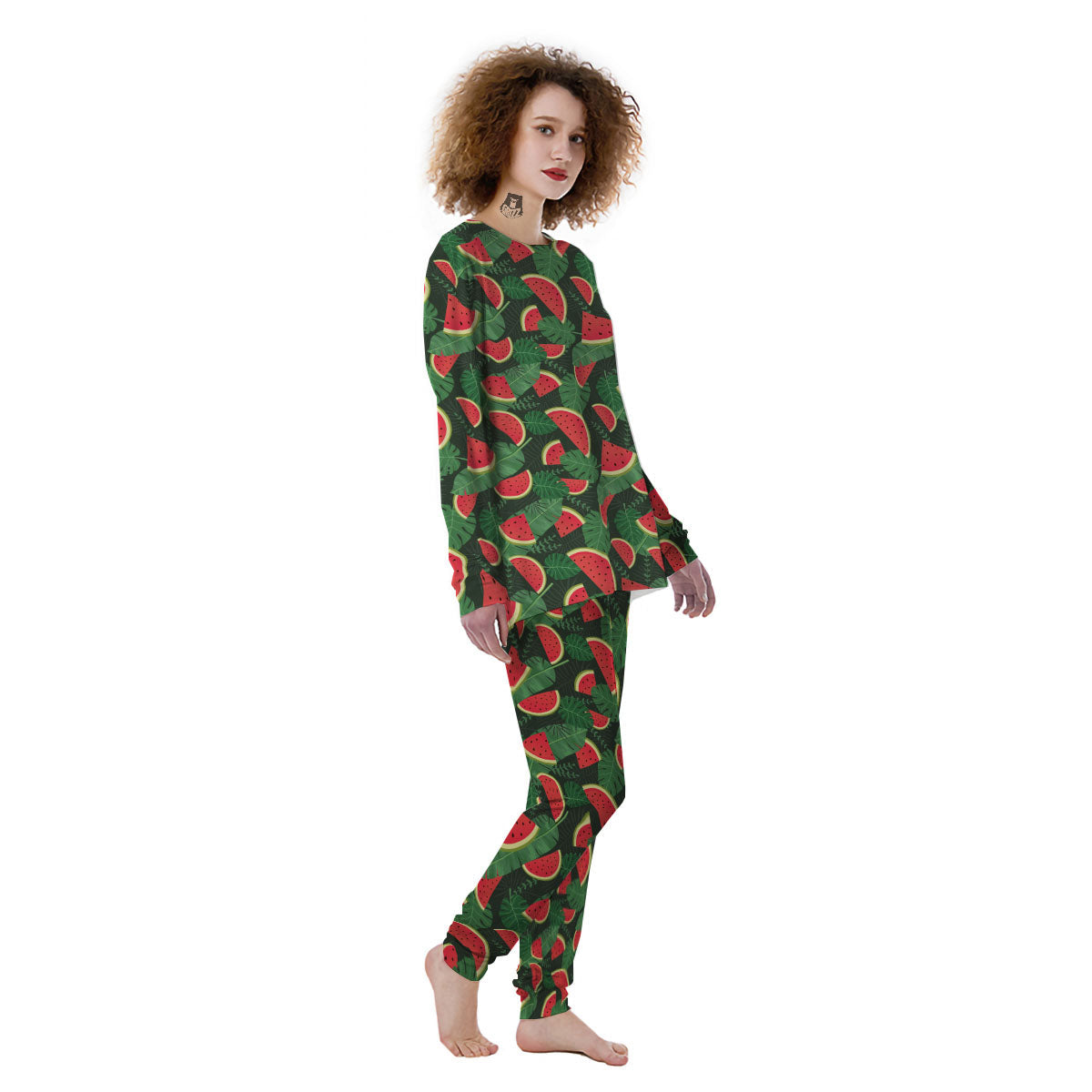 Pieces Leaf Watermelon Print Pattern Women's Pajamas-grizzshop