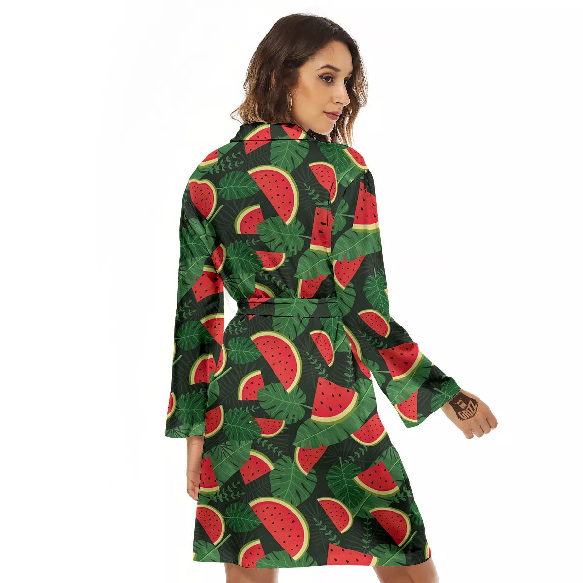 Pieces Leaf Watermelon Print Pattern Women's Robe-grizzshop