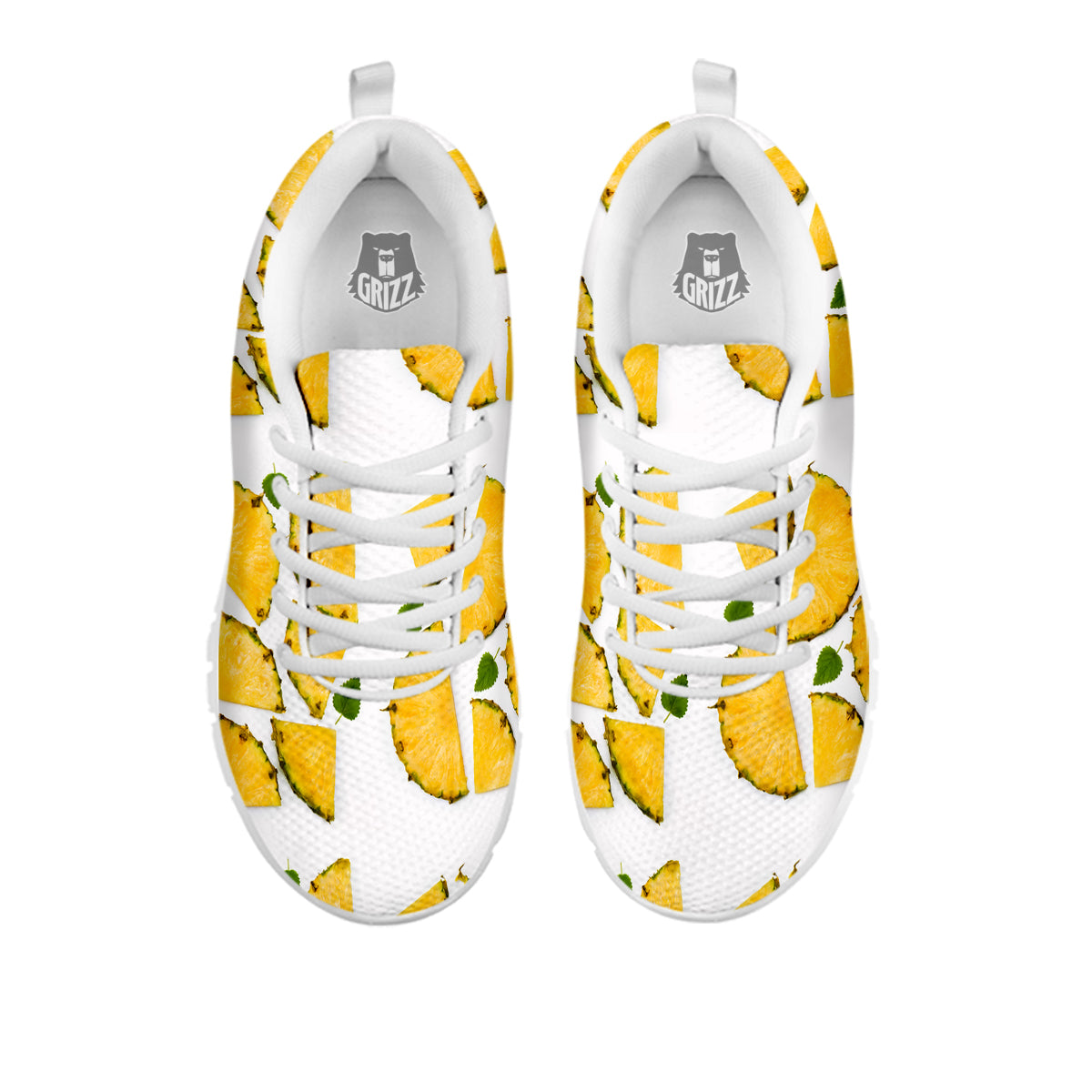 Pieces Pineapple Yellow Print Pattern White Sneaker-grizzshop