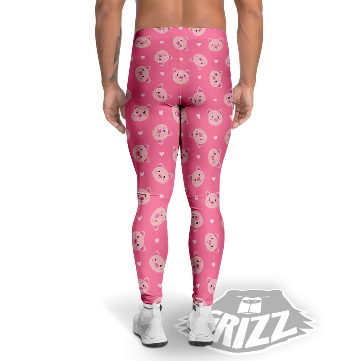 Pig Cute Cartoon Print Pattern Men's Leggings-grizzshop
