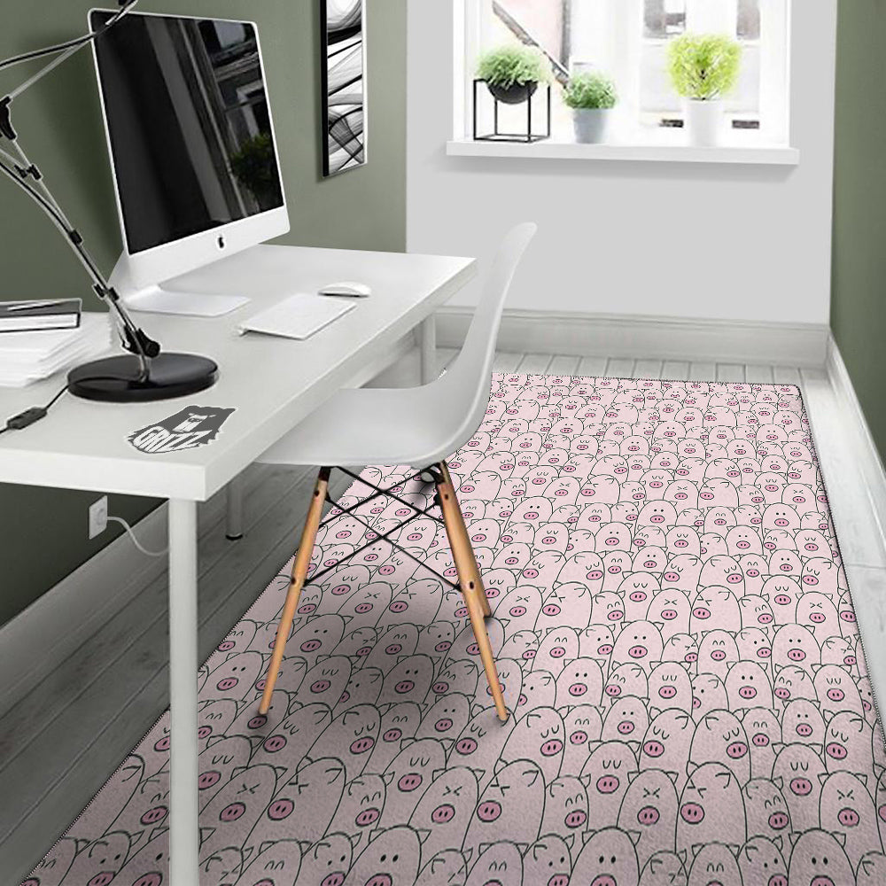 Pig Cute Pink Print Pattern Floor Mat-grizzshop