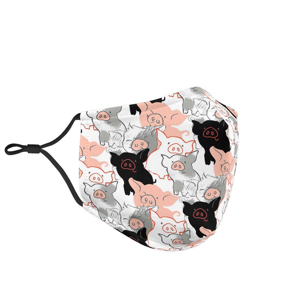 Pig Hand Drawn Pattern Print Face Mask-grizzshop