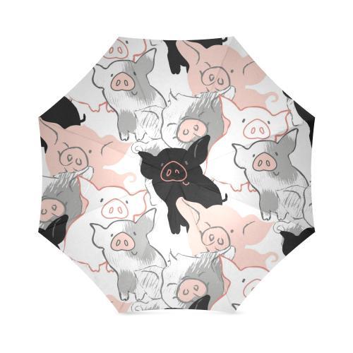 Pig Hand Drawn Pattern Print Foldable Umbrella-grizzshop