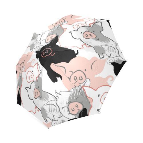 Pig Hand Drawn Pattern Print Foldable Umbrella-grizzshop