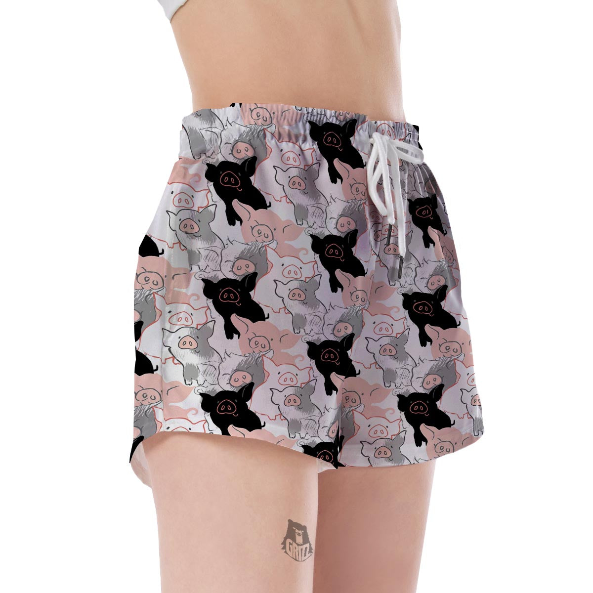 Pig Hand Drawn Pattern Print Women's Shorts-grizzshop