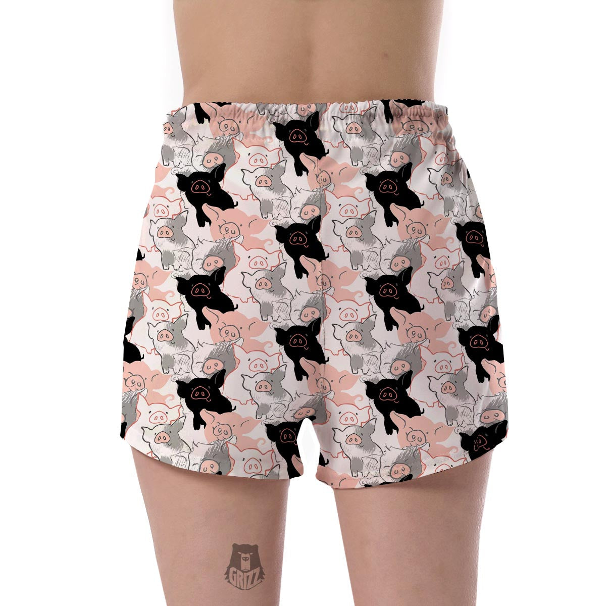 Pig Hand Drawn Pattern Print Women's Shorts-grizzshop