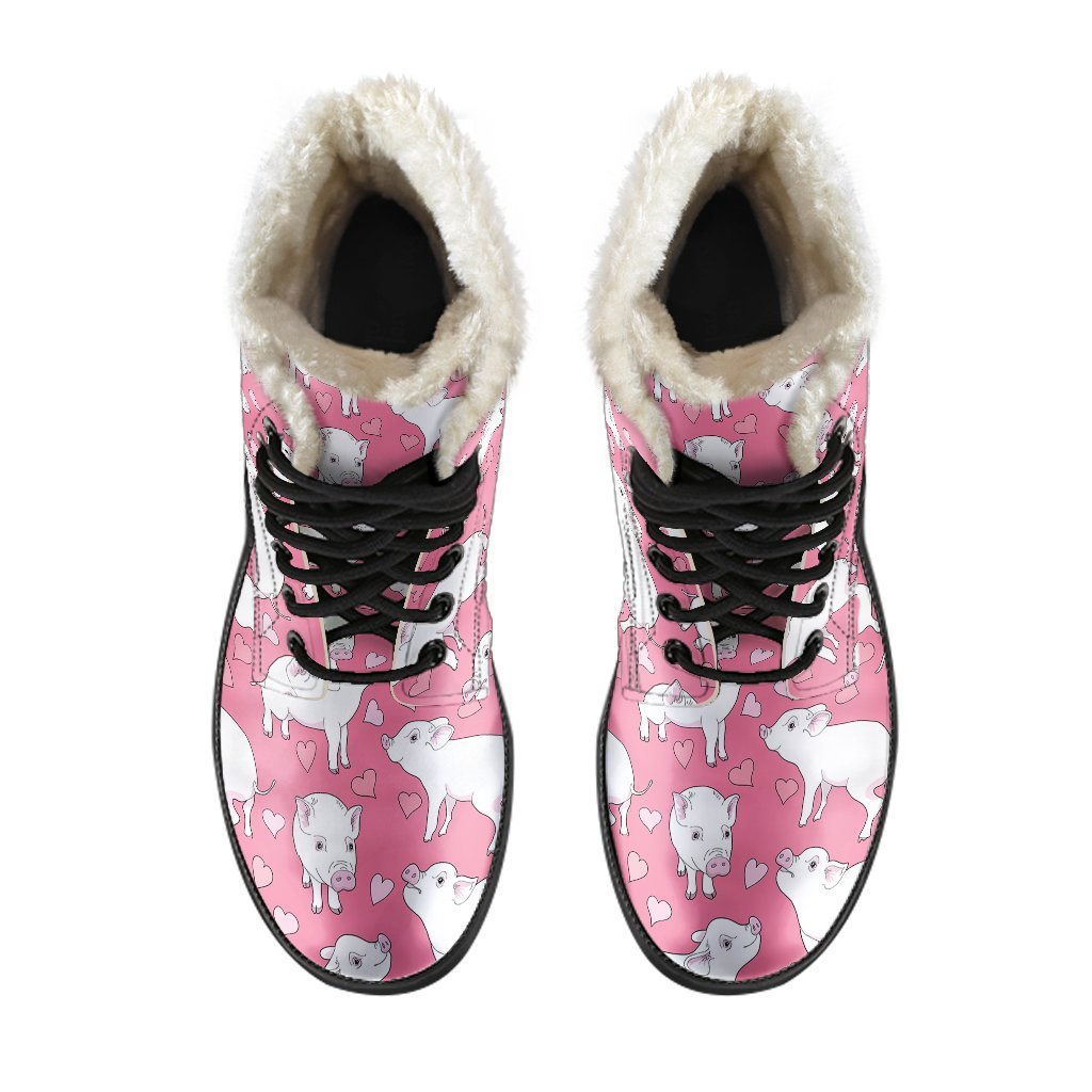 Pig Heart Pattern Print Comfy Winter Boots-grizzshop