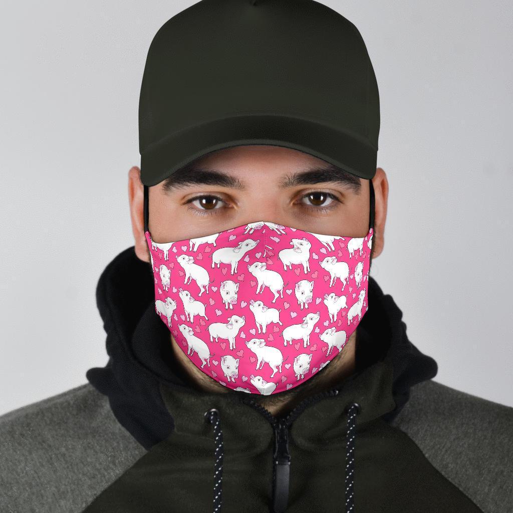 Pig Heart Pattern Print Face Mask-grizzshop