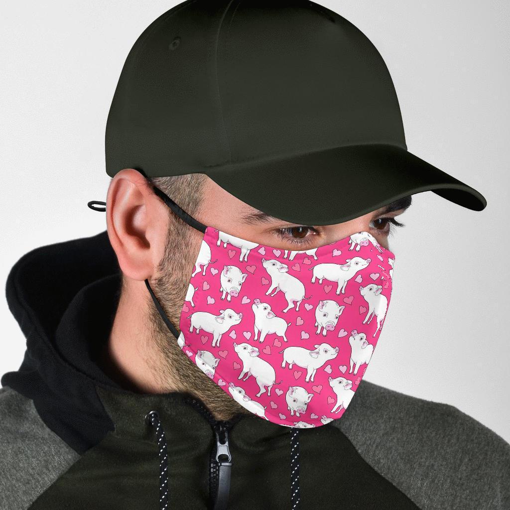 Pig Heart Pattern Print Face Mask-grizzshop
