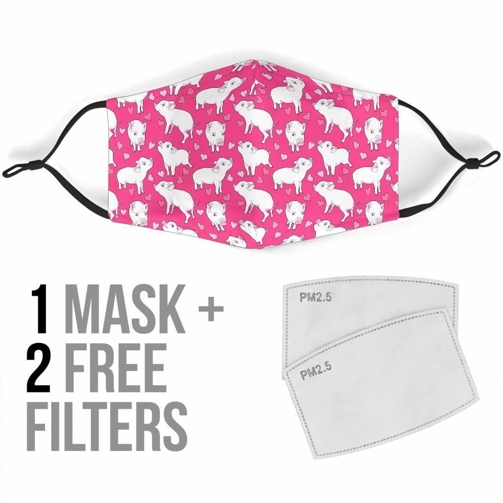 Pig Heart Pattern Print Face Mask-grizzshop