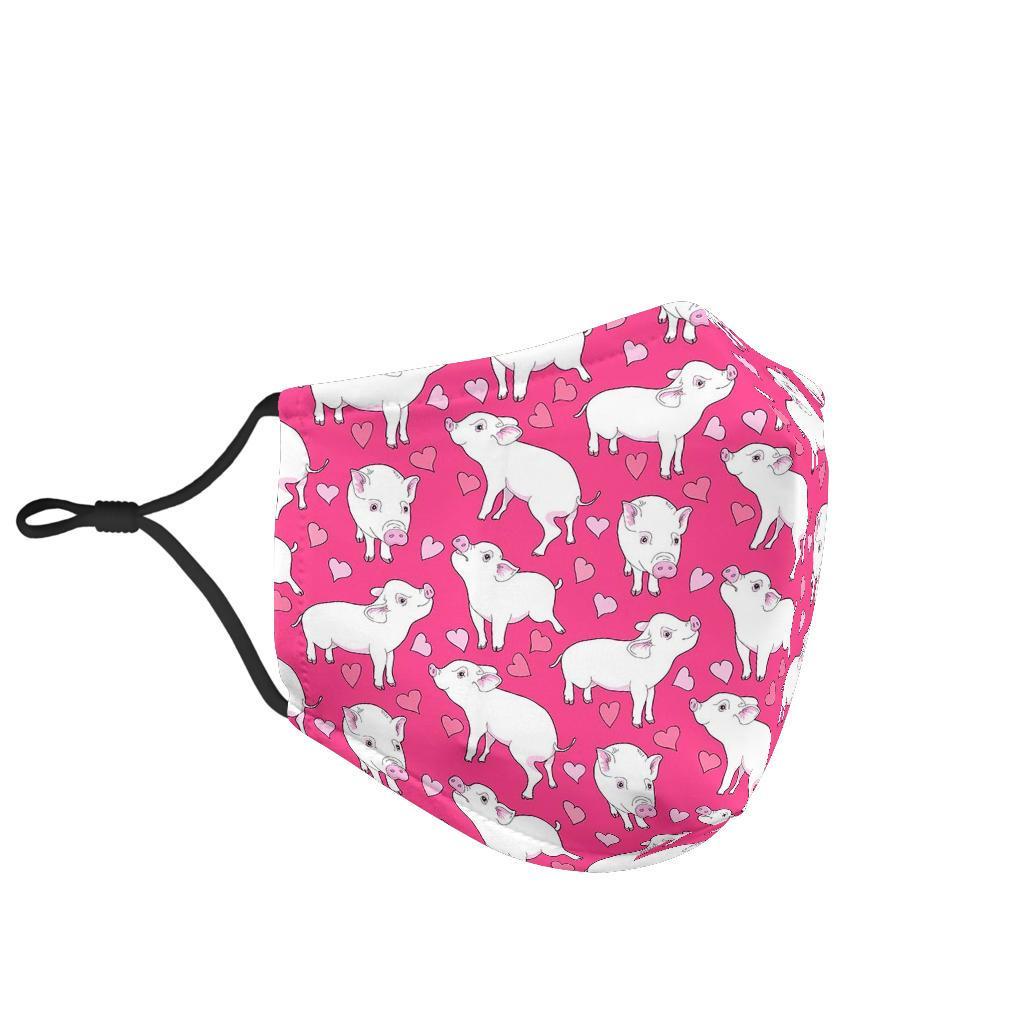 Pig Heart Pattern Print Face Mask-grizzshop