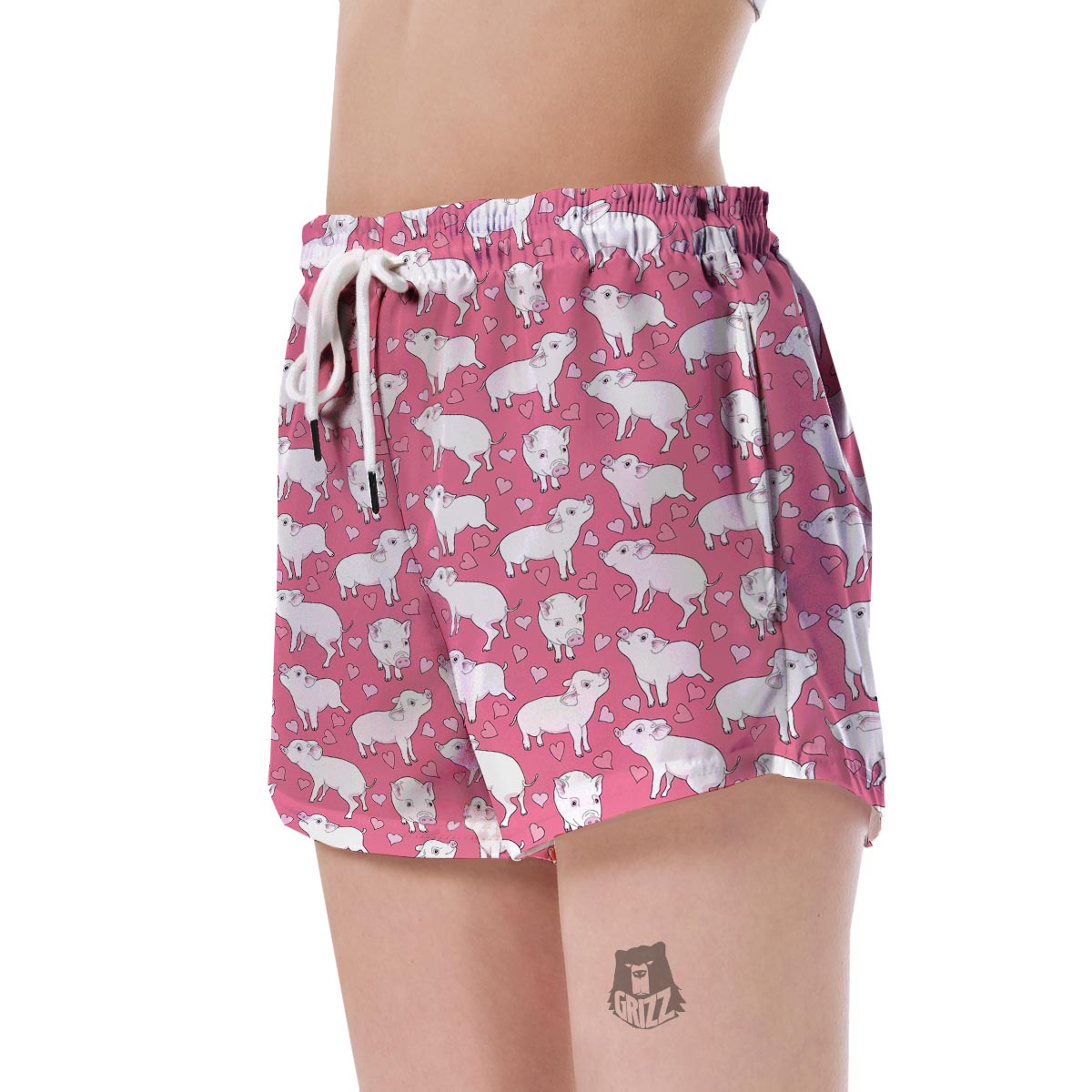Pig Heart Pattern Print Women's Shorts-grizzshop
