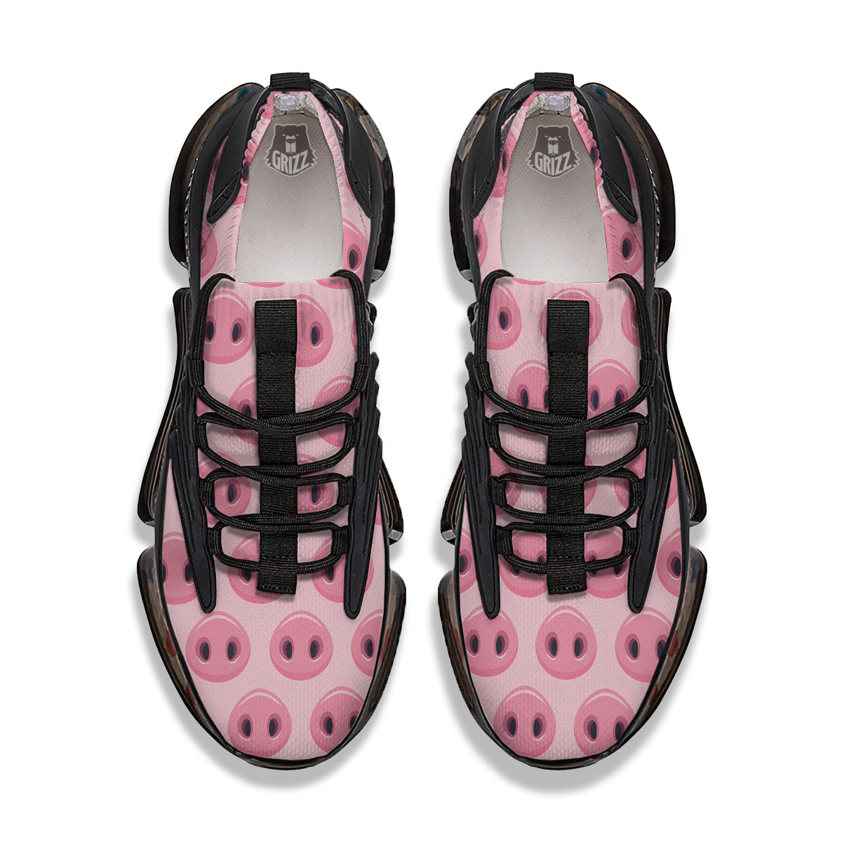 Pig Nose Pink Print Pattern Black Gym Shoes-grizzshop