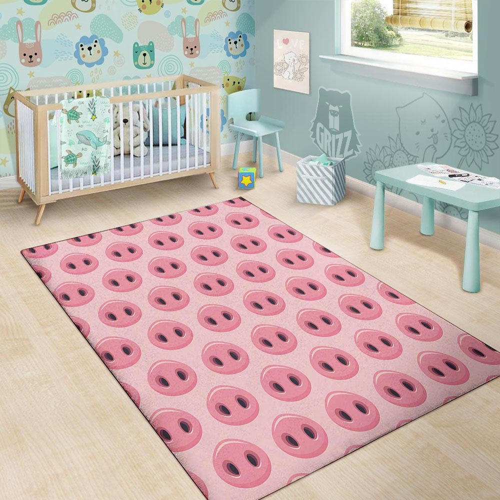 Pig Nose Pink Print Pattern Floor Mat-grizzshop