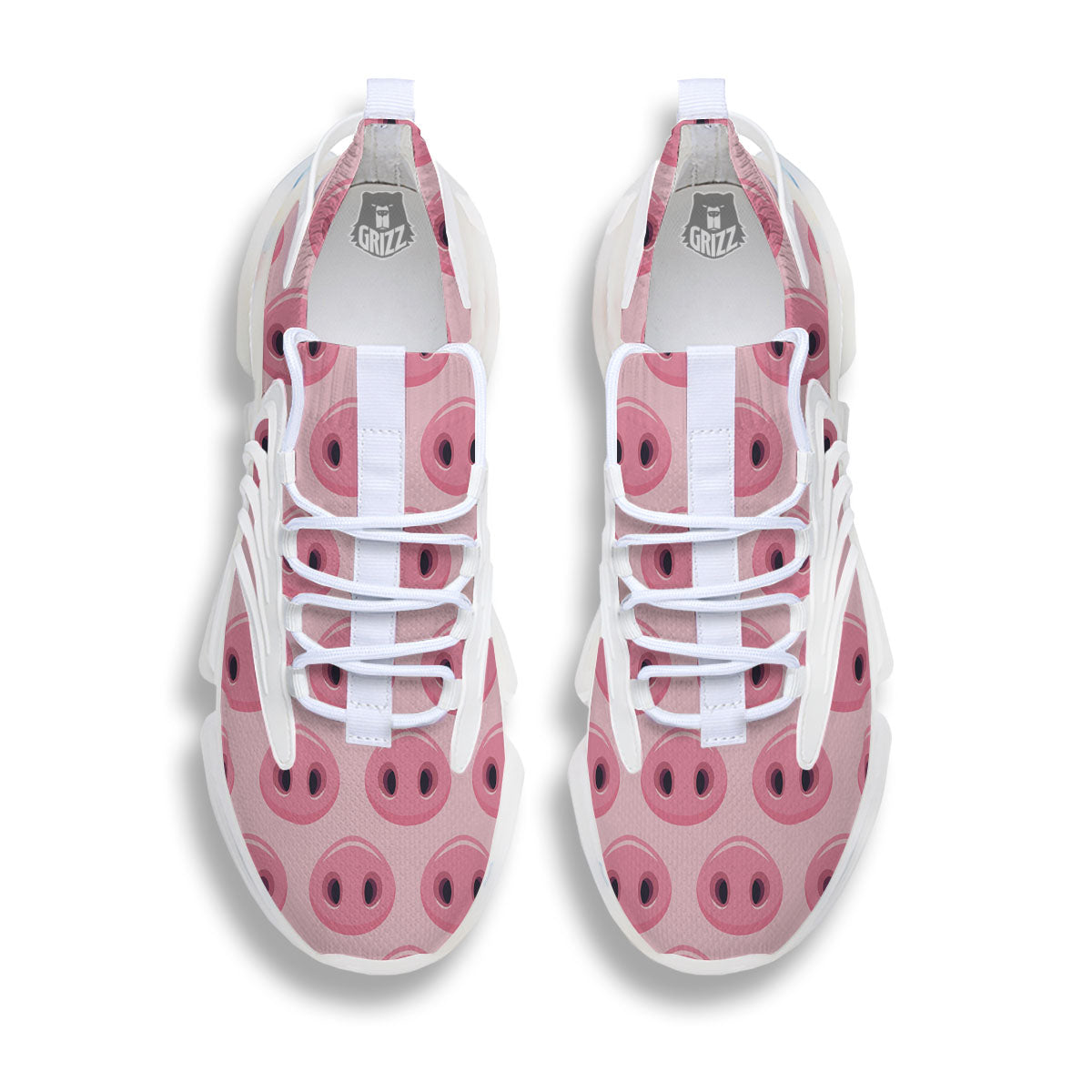 Pig Nose Pink Print Pattern White Gym Shoes-grizzshop