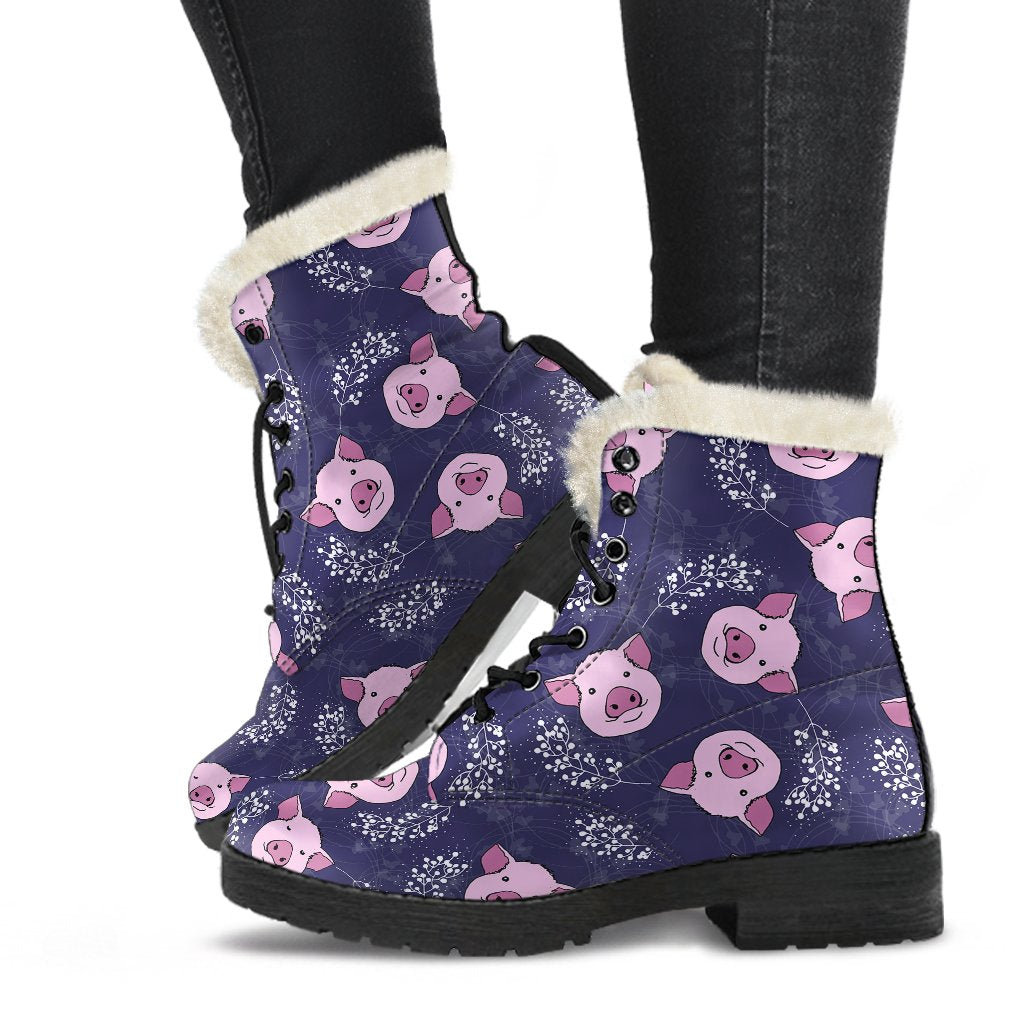 Pig Pattern Print Comfy Winter Boots-grizzshop