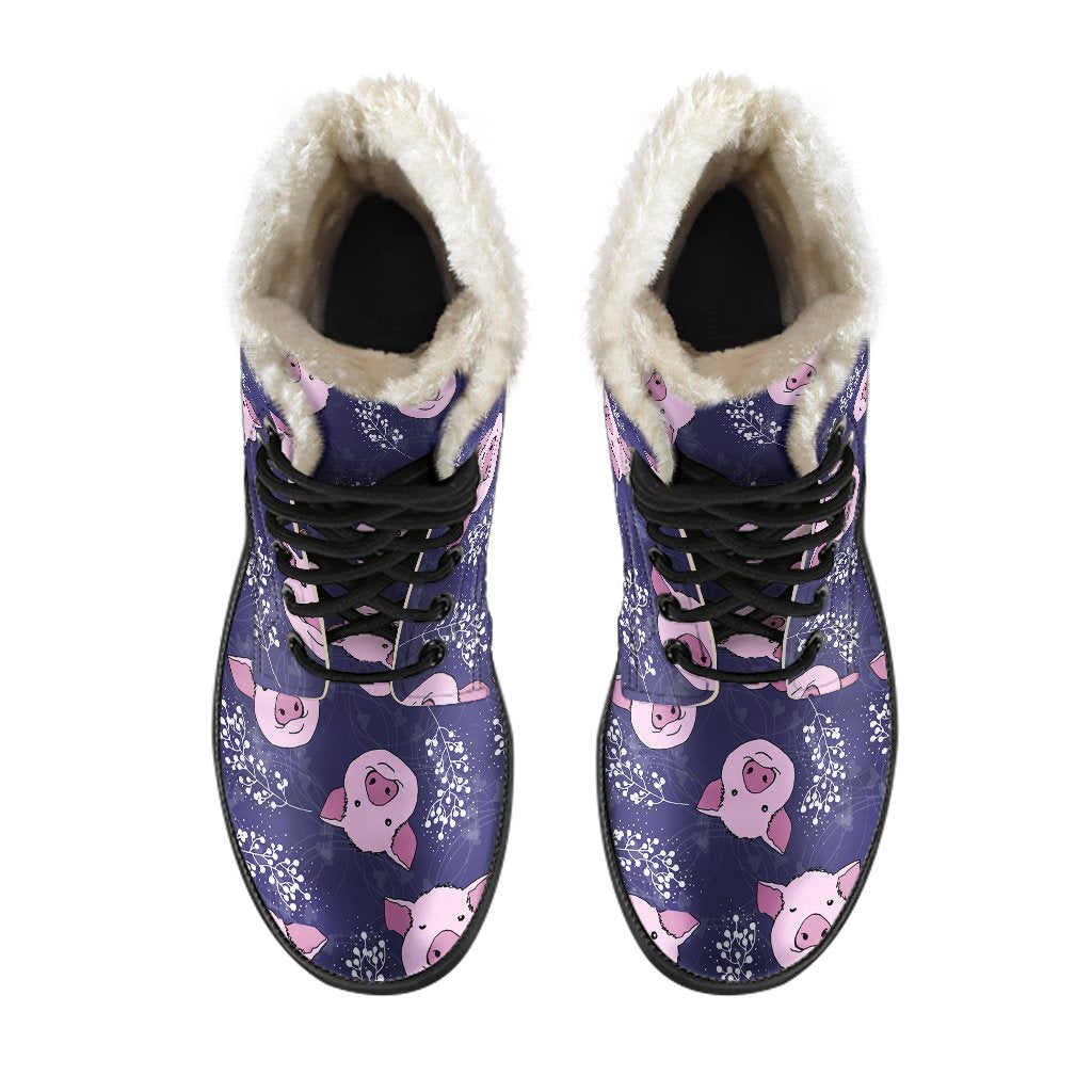 Pig Pattern Print Comfy Winter Boots-grizzshop