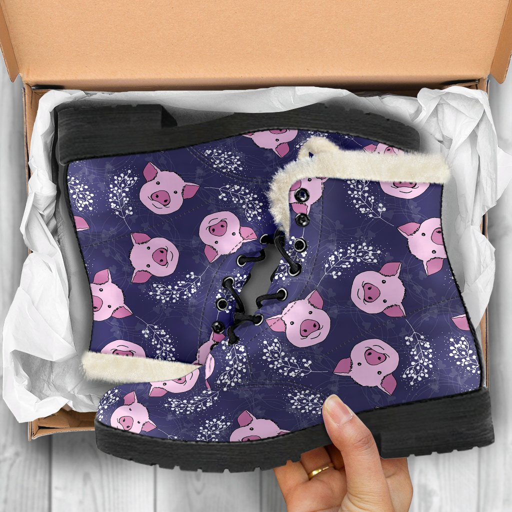 Pig Pattern Print Comfy Winter Boots-grizzshop