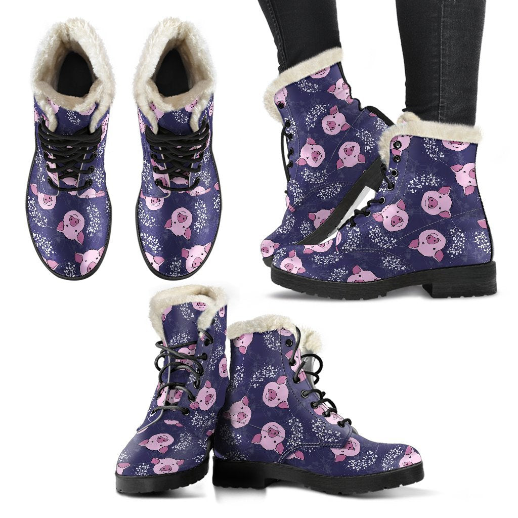 Pig Pattern Print Comfy Winter Boots-grizzshop
