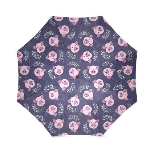 Pig Pattern Print Foldable Umbrella-grizzshop