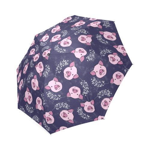 Pig Pattern Print Foldable Umbrella-grizzshop