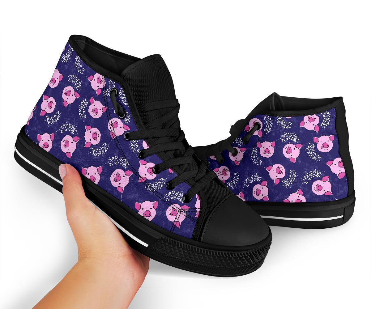 Pig Pattern Print Men Women's High Top Shoes-grizzshop