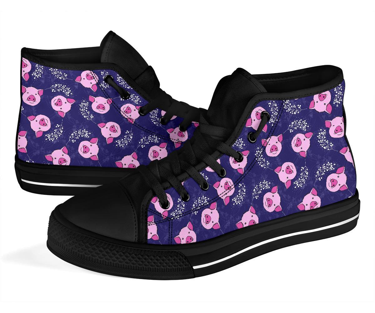 Pig Pattern Print Men Women's High Top Shoes-grizzshop