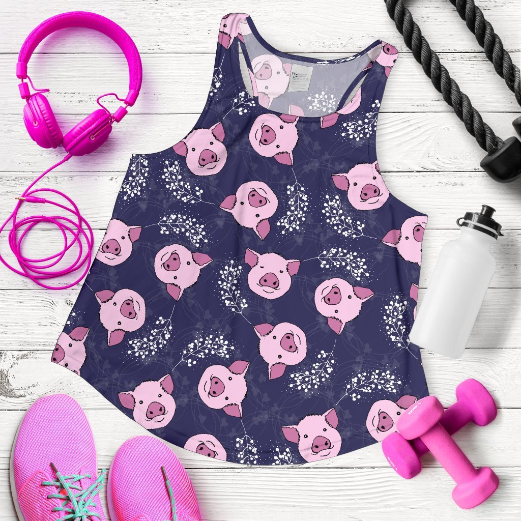 Pig Pattern Print Women's Racerback Tank Tops-grizzshop