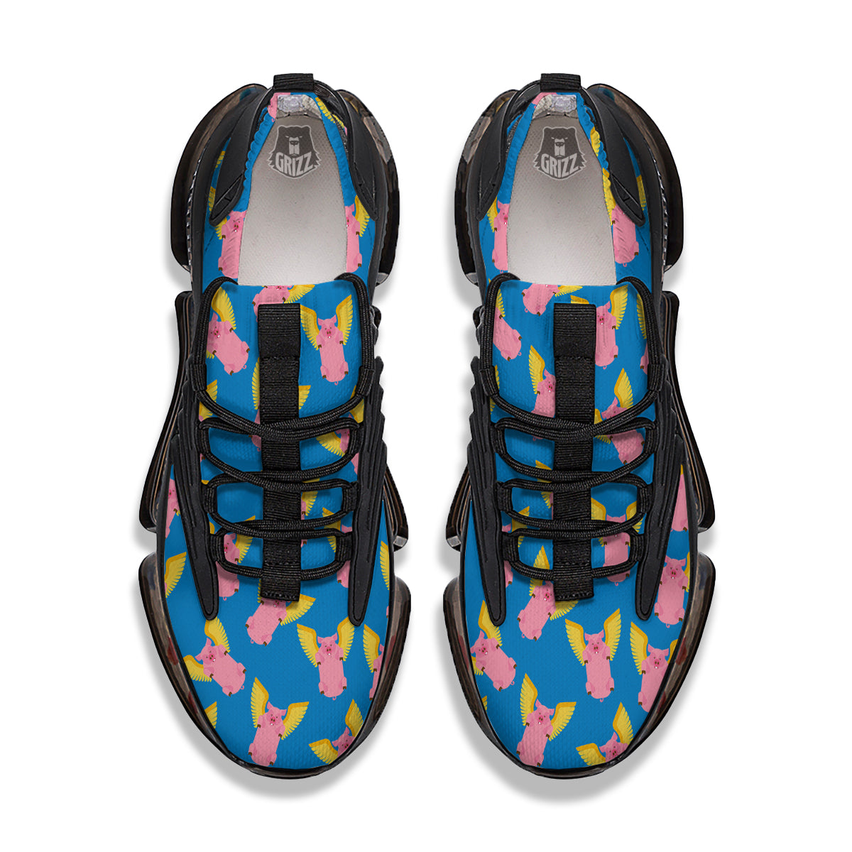 Pig Pink Vintage Print Pattern Black Gym Shoes-grizzshop