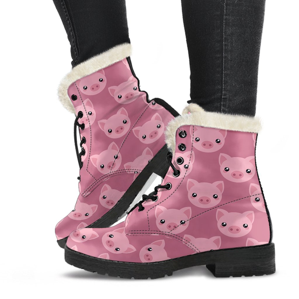 Pig Print Pattern Comfy Winter Boots-grizzshop
