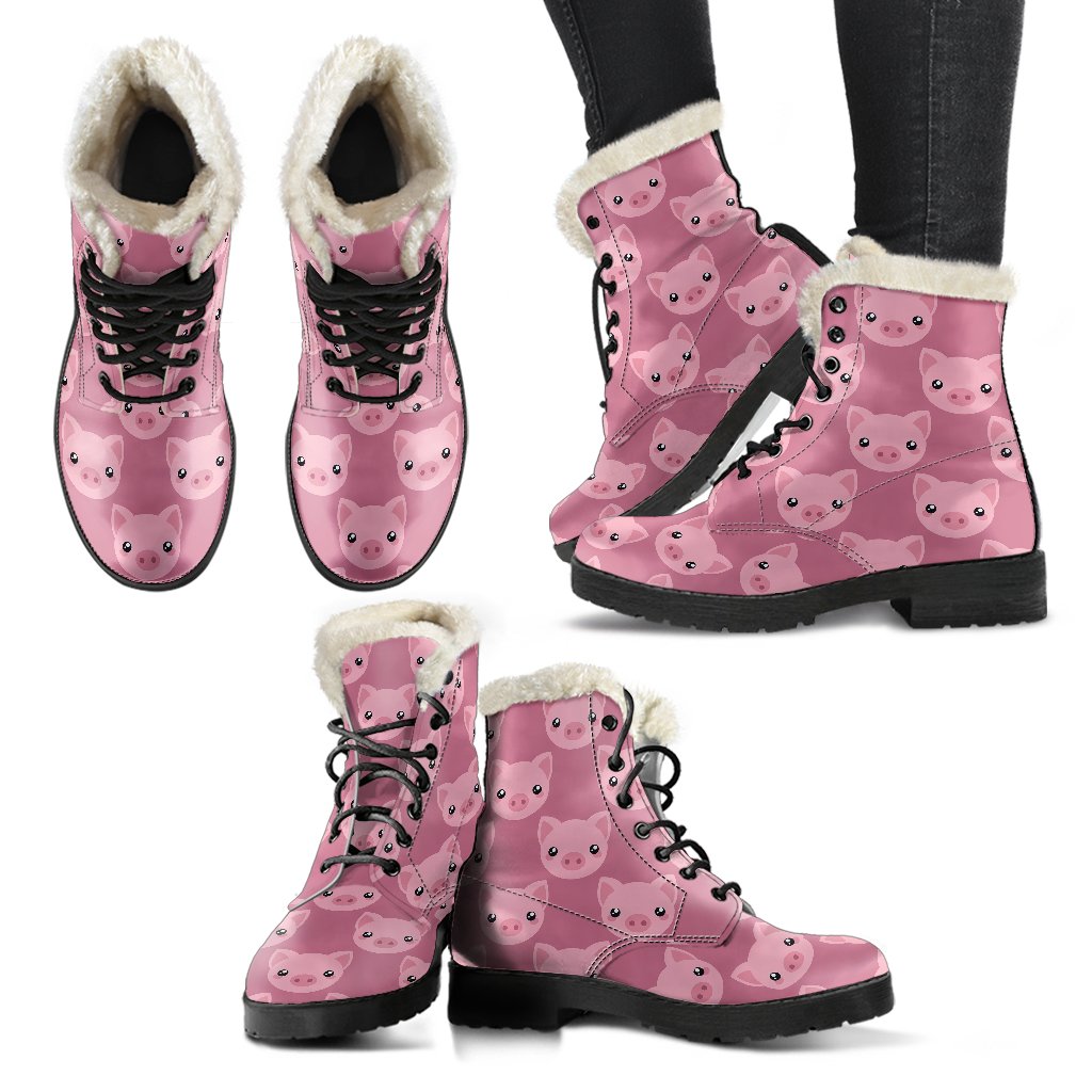 Pig Print Pattern Comfy Winter Boots-grizzshop