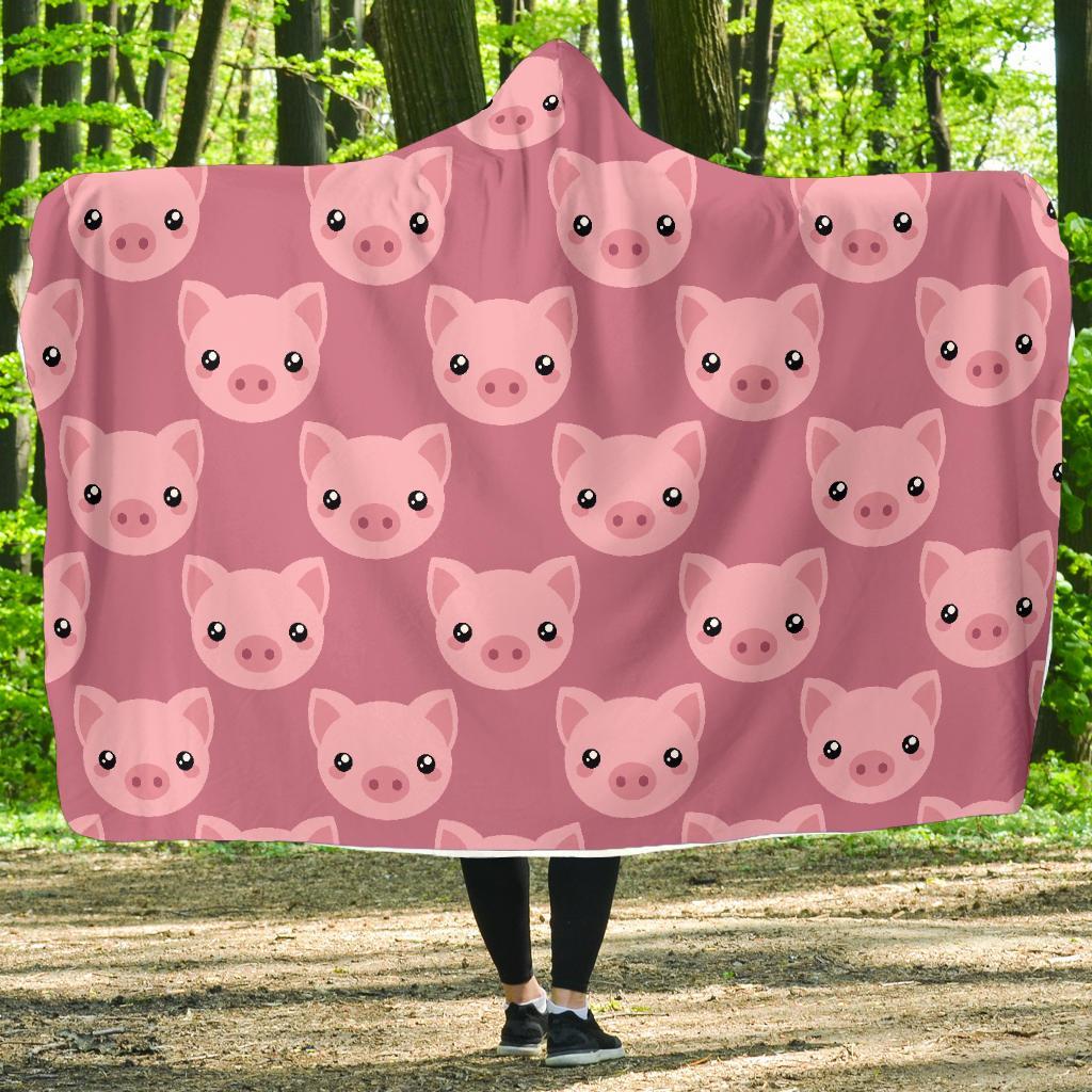 Pig Print Pattern Hooded Blanket-grizzshop