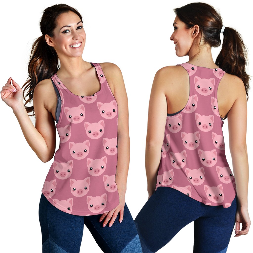 Pig Print Pattern Women's Racerback Tank Tops-grizzshop